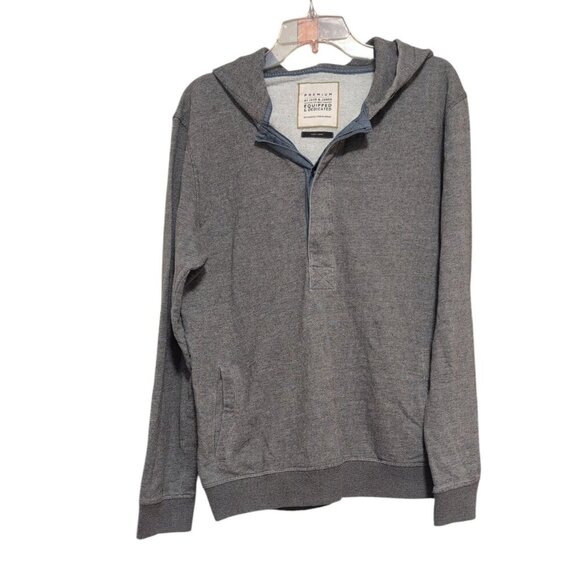 Jack & Jones Hooded Sweatshirt Button Up V Neck Fleece Long Sleeve, with Pockets - Picture 1 of 6
